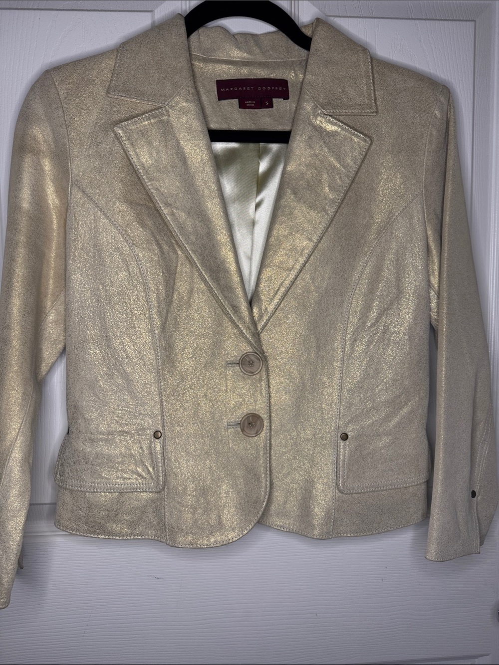 Vintage Metallic Cream Blazer Jacket